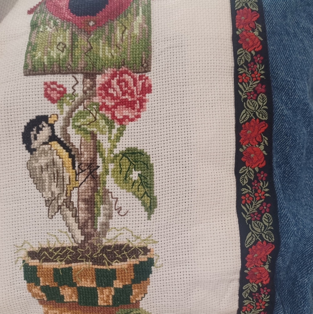 Needlepoint Denim Tote - Picture 3 of 11